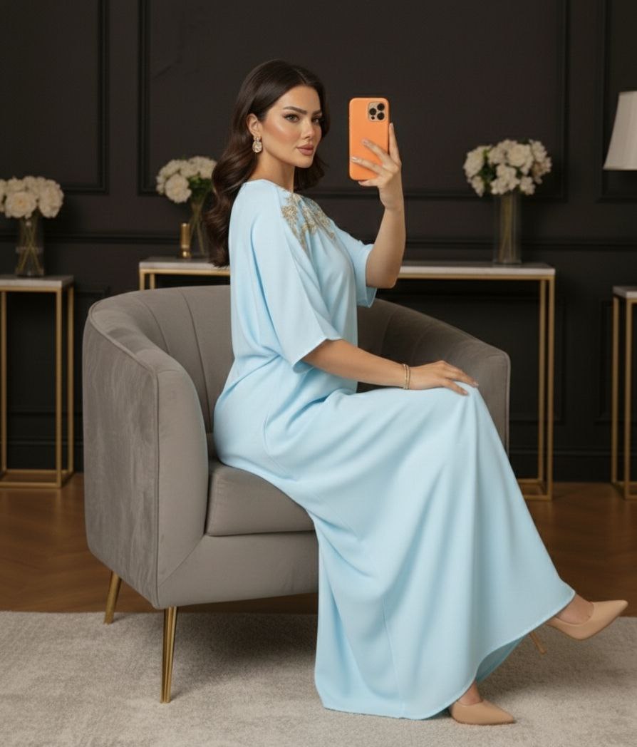 Robe Bleu Ciel Élégante et Fluide