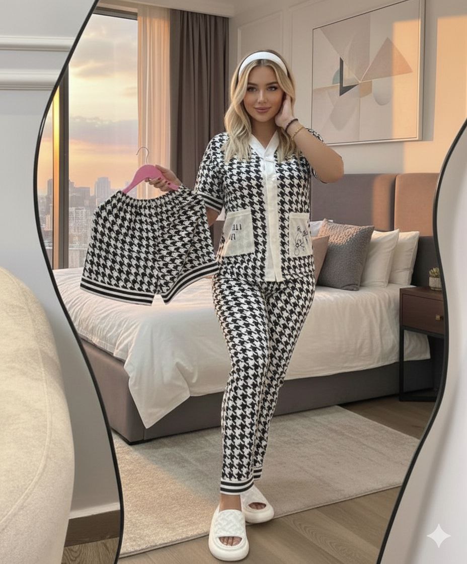 Pyjama en Coton avec Short – Confort & Légèreté