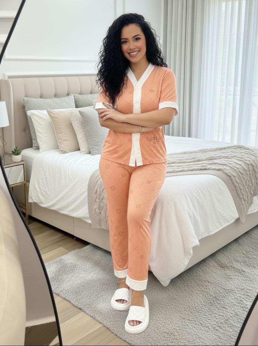 Pyjama en Coton avec Short – Confort & Légèreté