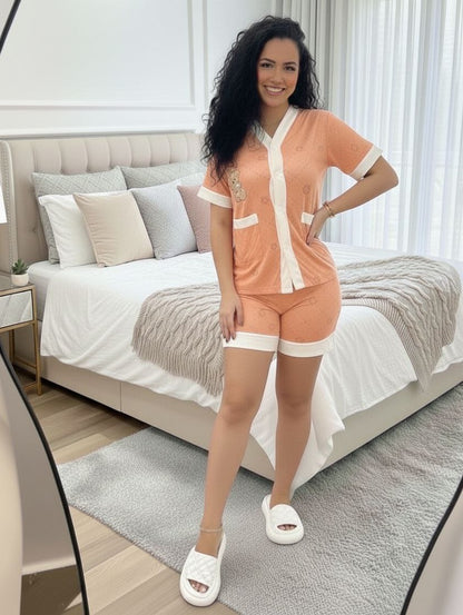 Pyjama en Coton avec Short – Confort & Légèreté