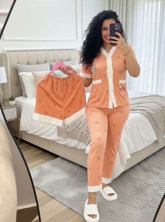 Pyjama en Coton avec Short – Confort & Légèreté