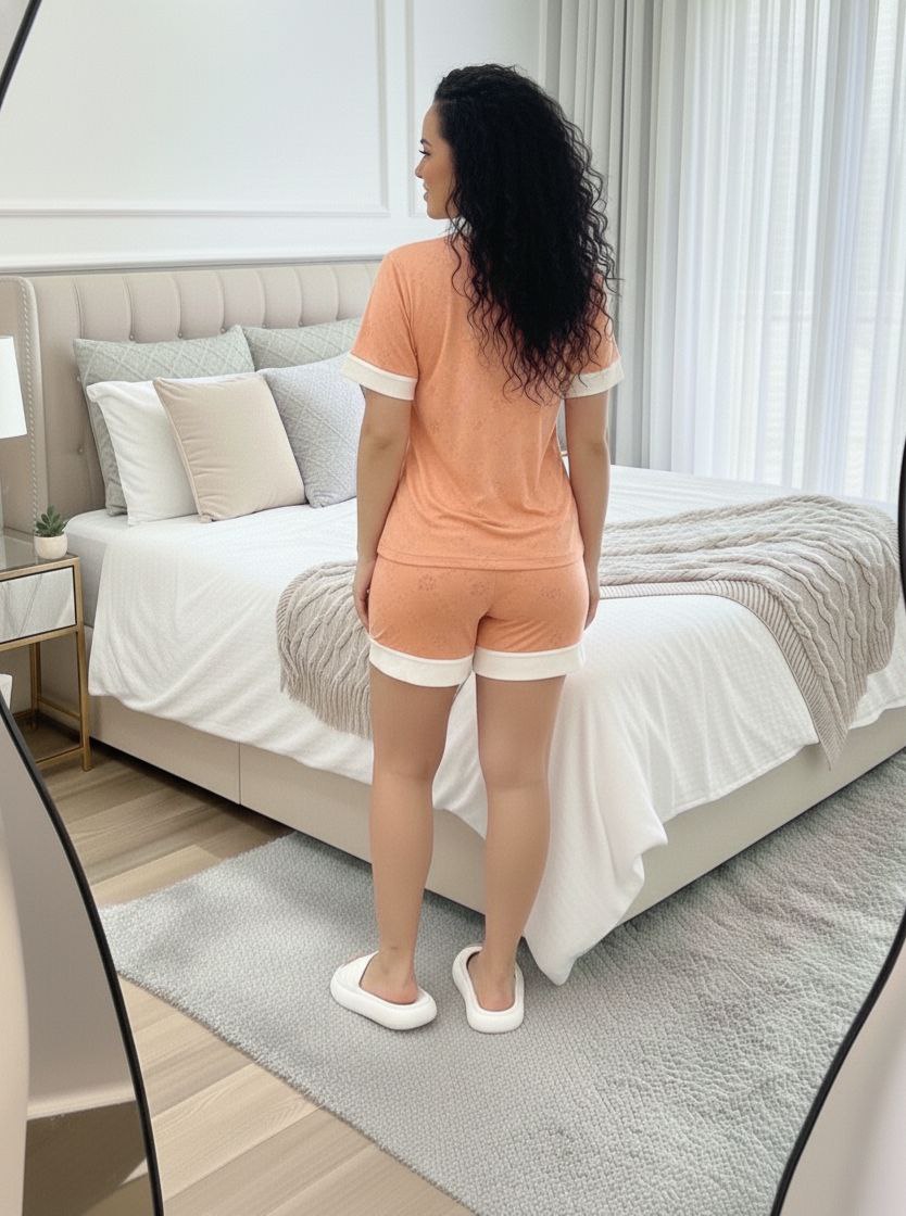 Pyjama en Coton avec Short – Confort & Légèreté