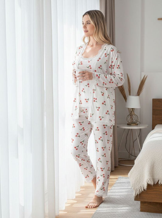 Pyjama en coton 3 pièces – Douceur & Élégance